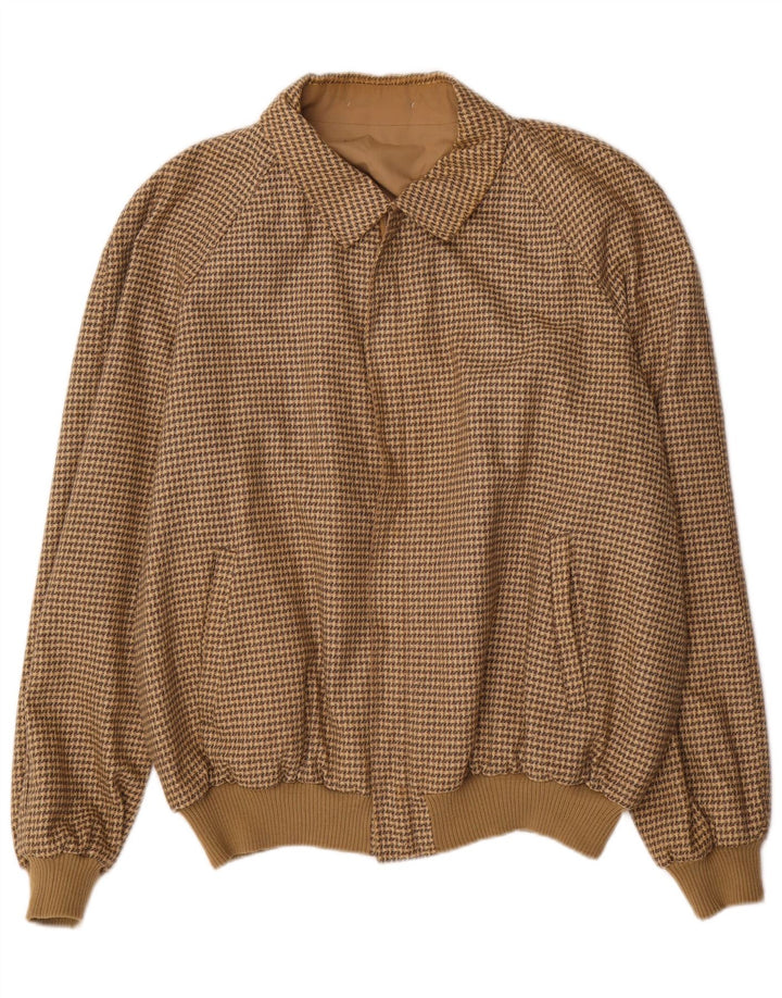 Vintage hombres reversible chaqueta bomber IT 58 4XL marrón pata de gallo