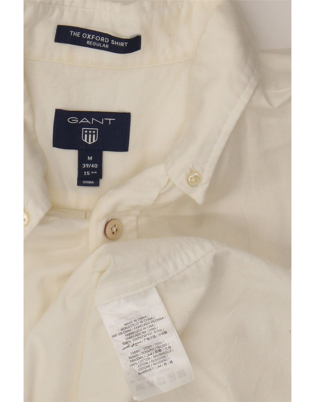 Gant Camisa de manga corta para hombre, ajuste regular, talla 39/40 15 3/4, mediana, blanca