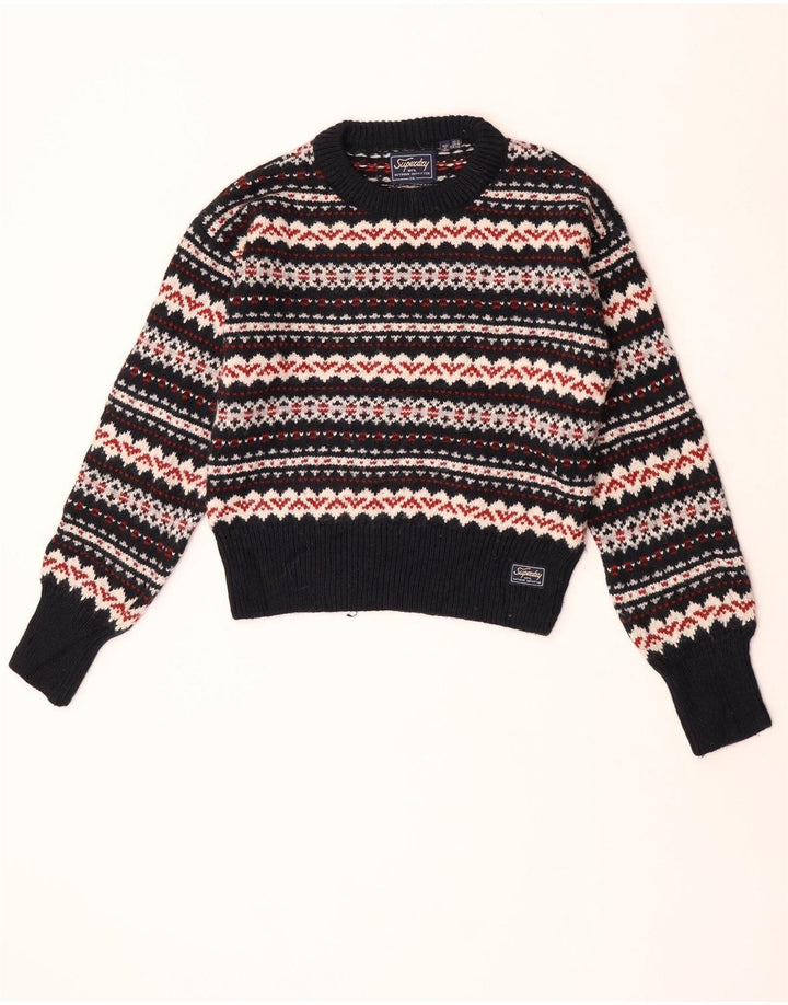 Superdry Suéter tipo jersey con cuello redondo para mujer, talla 40, talla grande, multicolor