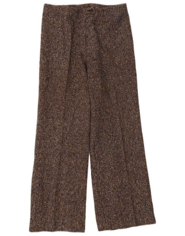 Vintage mujer pierna ancha pantalones casuales W30 L30 marrón moteado