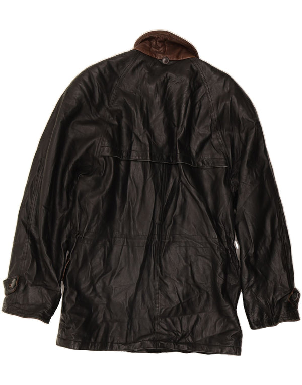 VINTAGE Chaqueta de cuero para hombre IT 50 Grande Negro