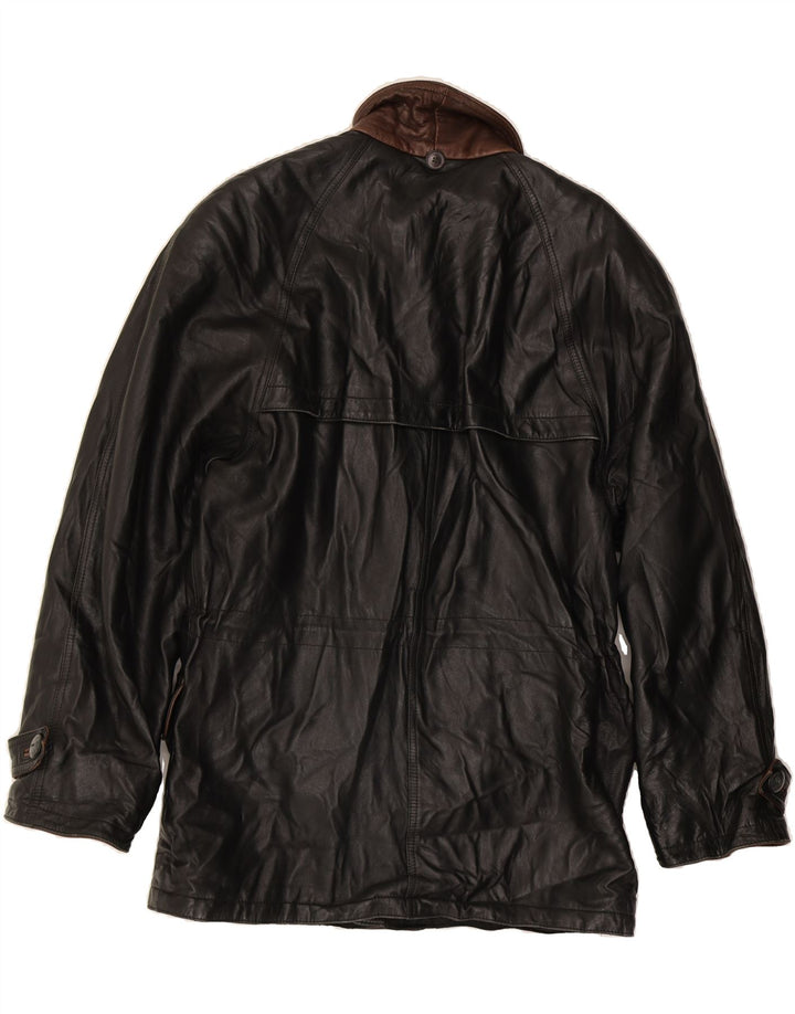 VINTAGE Chaqueta de cuero para hombre IT 50 Grande Negro