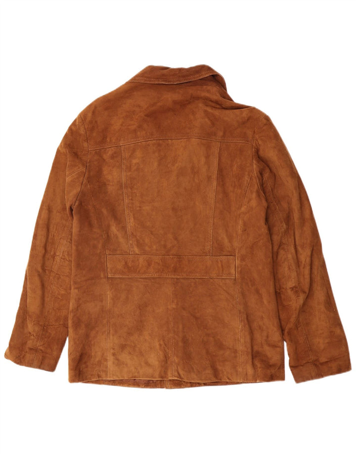 Vintage hombres ante chaqueta Reino Unido 38 cuero marrón medio