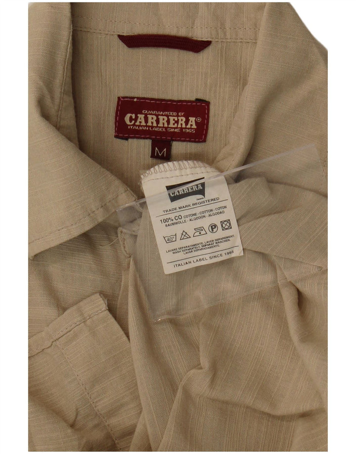 CARRERA Camisa Manga Corta Hombre Algodón Rayas Beige Medio