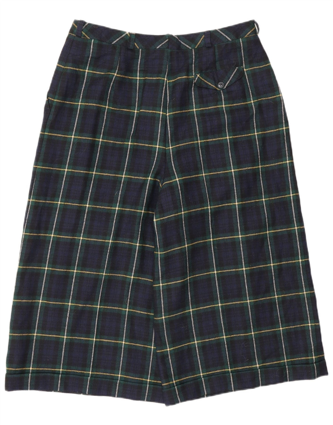 Vintage mujeres de cintura alta Bermudas Shorts EU 42 Grande W30 Azul Marino Check