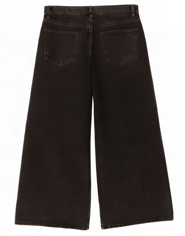 Zara Vaqueros recortados de pierna ancha y cintura alta para mujer EU 44 XL W34 L24 Negro
