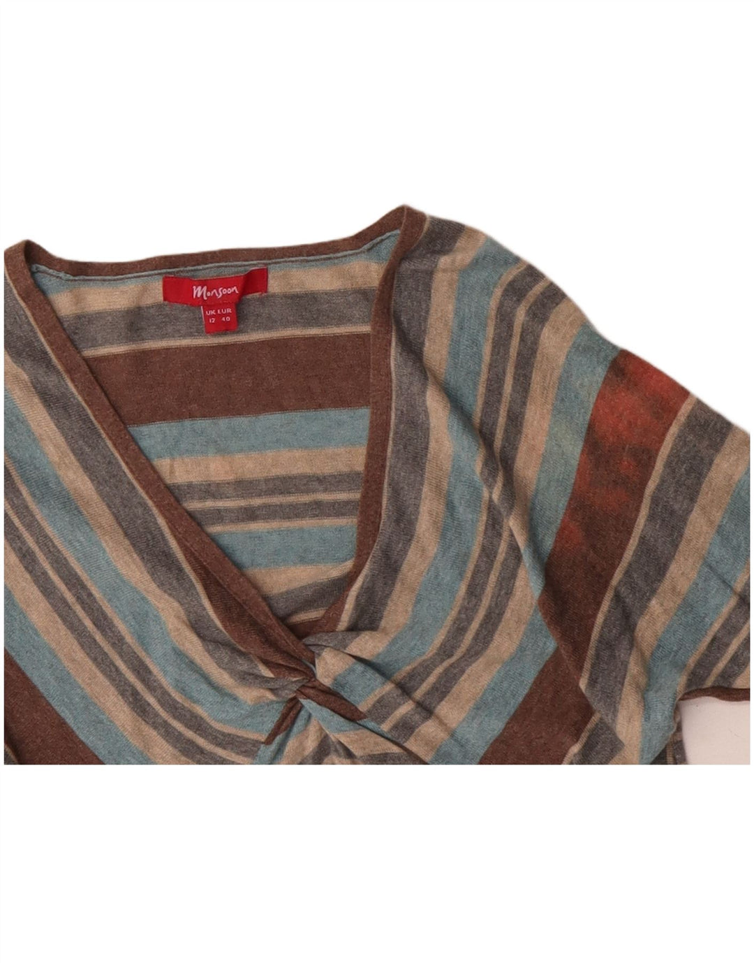 MONSOON Jersey con cuello en V para mujer UK 40 Mediano Rayas multicolores