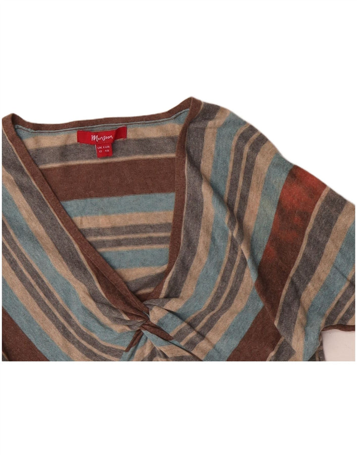 MONSOON Jersey con cuello en V para mujer UK 40 Mediano Rayas multicolores