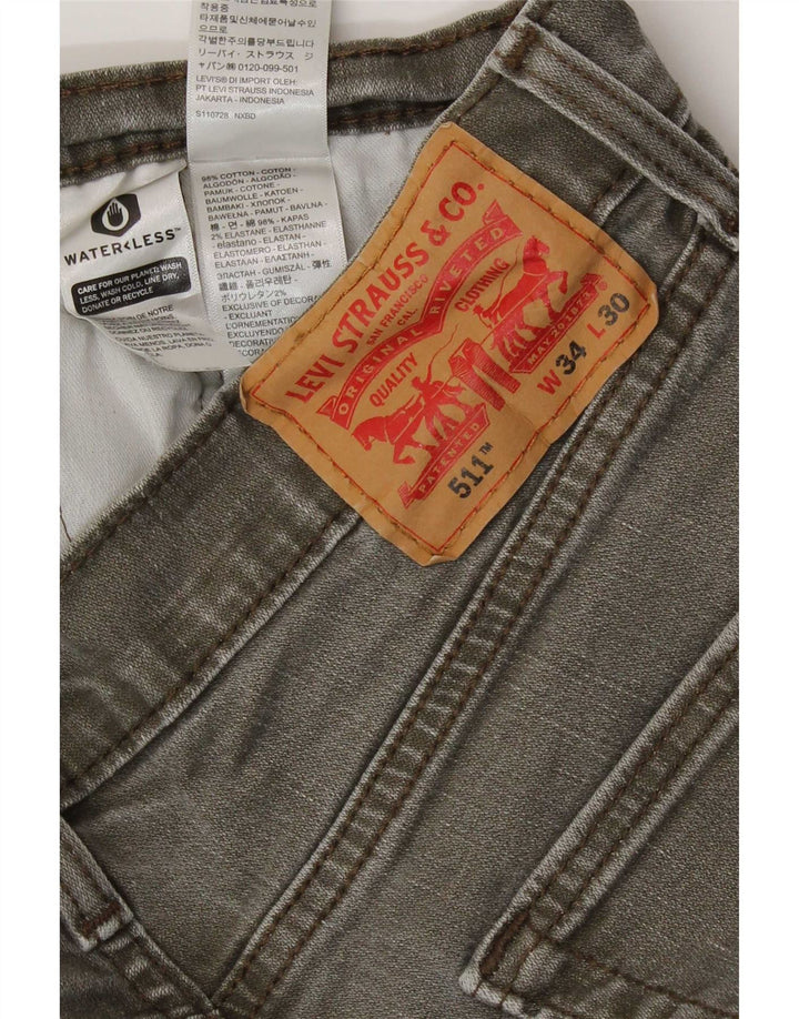 Levi's Hombre 511 Slim Jeans W34 L30 Algodón Marrón