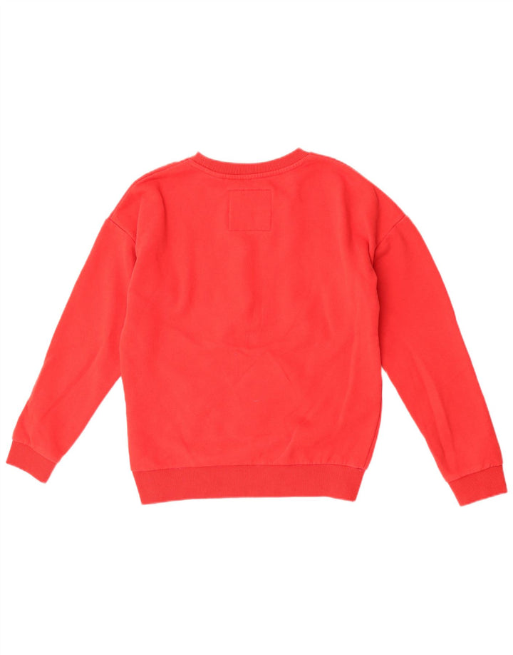 Superdry Sudadera extragrande con estampado gráfico para mujer, talla 10, algodón rojo pequeño