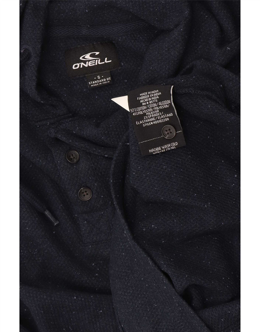 O'Neill - Sudadera con capucha y cuello con botones para hombre, talla pequeña, algodón azul marino