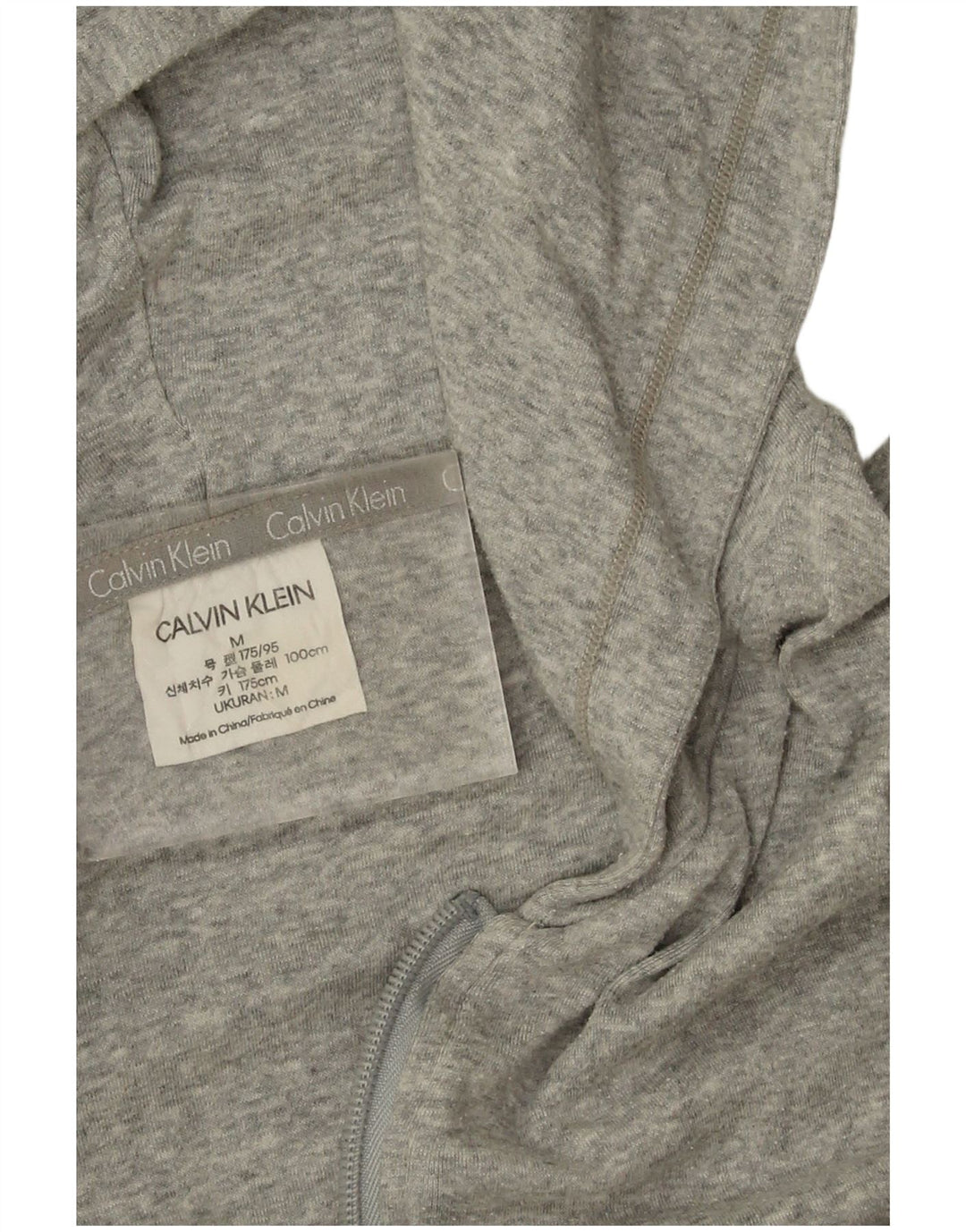 Calvin Klein Suéter con capucha y cremallera para hombre Algodón gris medio