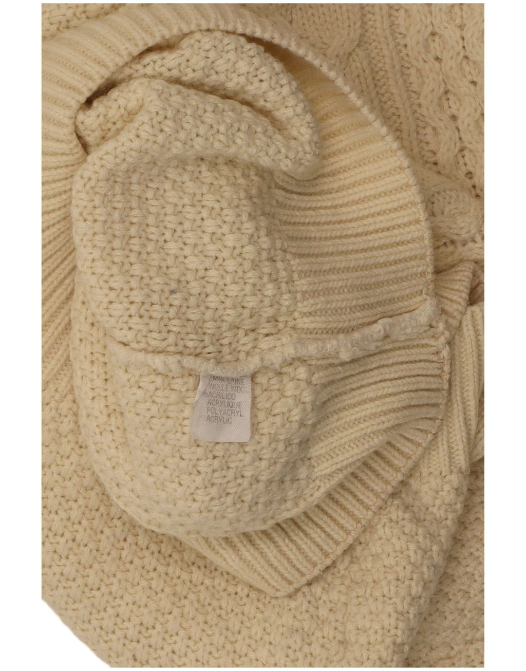 VINTAGE Mujer Roll Neck Jumper Suéter Reino Unido 18 XL Lana Blanca