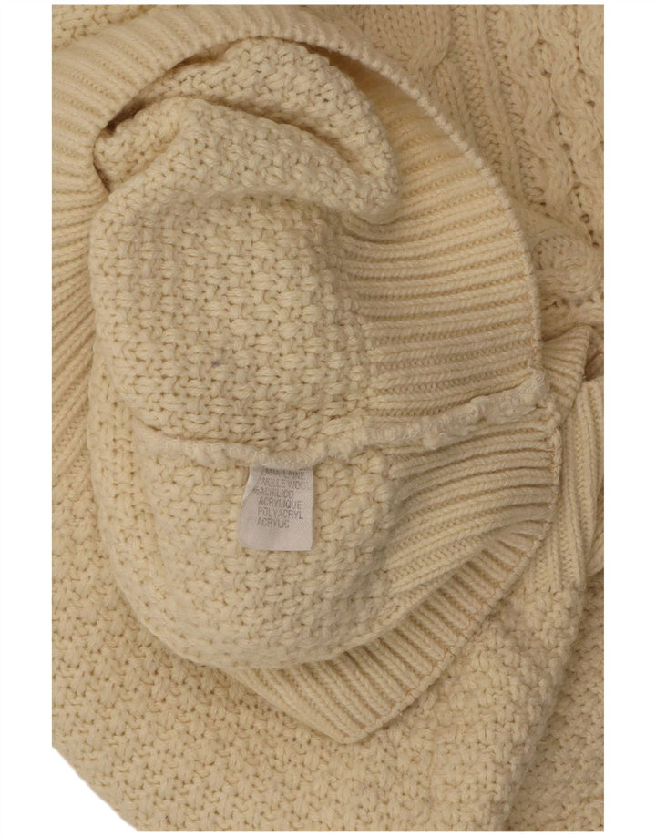 VINTAGE Mujer Roll Neck Jumper Suéter Reino Unido 18 XL Lana Blanca