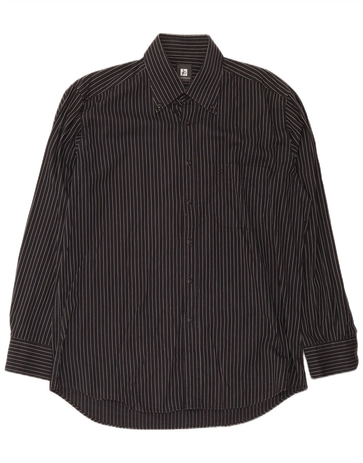 Camisa Roccobarocco Hombre Talla 17 43 XL Algodón Rayas Negras