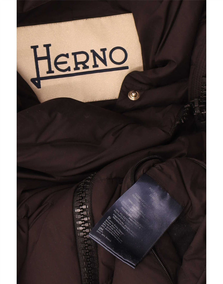 Herno Mujer Chaqueta Acolchada Con Capucha IT 44 Mediana Negro Poliéster