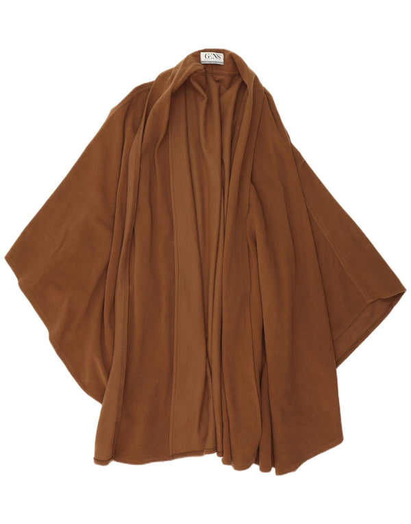 Vintage mujer Poncho abrigo un tamaño lana marrón