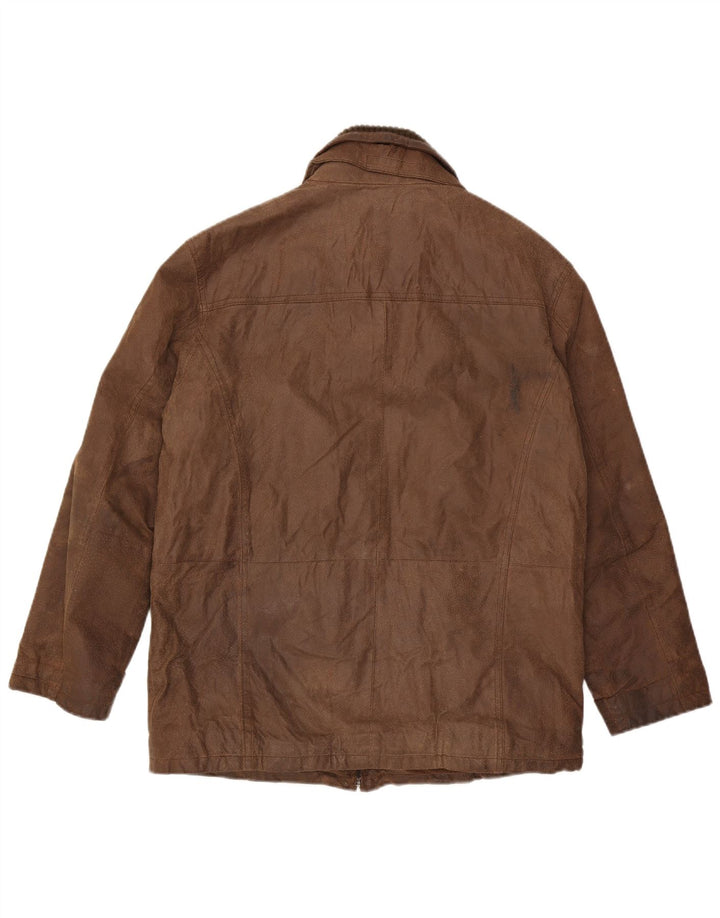 REWARD Chaqueta de cuero para hombre UK 40 Cuero marrón grande