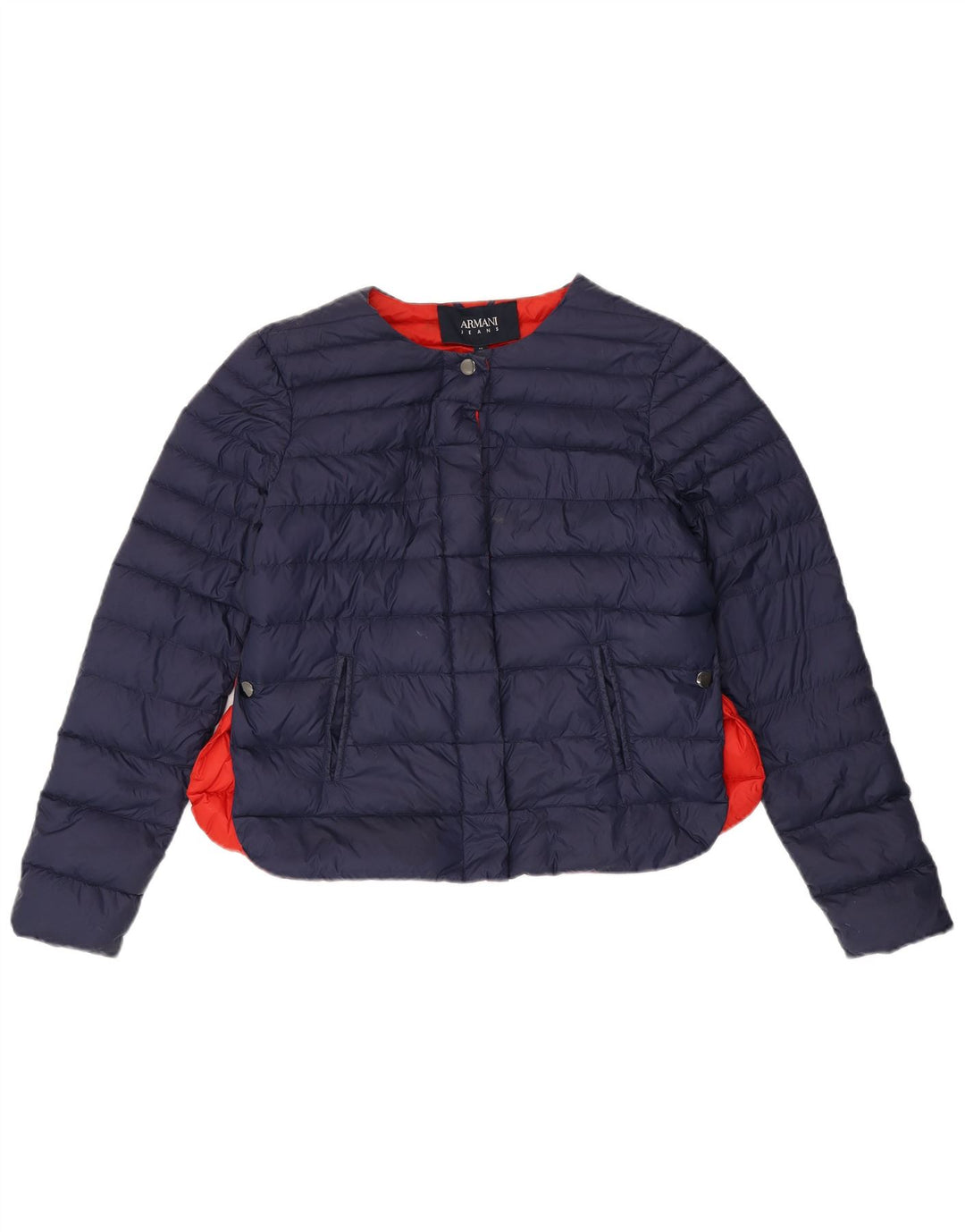 Armani Jeans Chaqueta acolchada para mujer IT 44 Medium Azul marino Colorblock