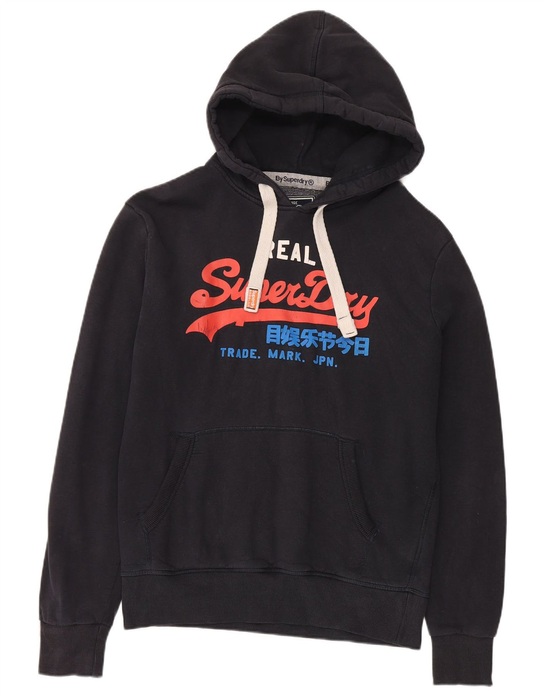 Superdry Jersey con capucha gráfica de algodón negro mediano para hombre