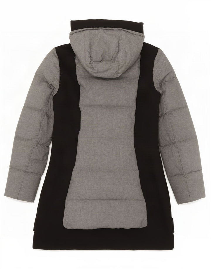 Kappa Mujer Abrigo Acolchado Con Capucha UK 40 Small Gris Colorblock