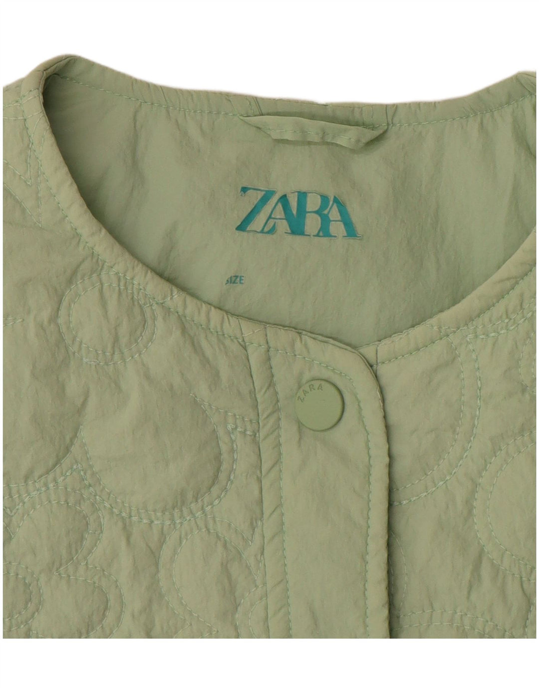 Zara Mujer Chaqueta Acolchada UK 4 XS Nylon Verde