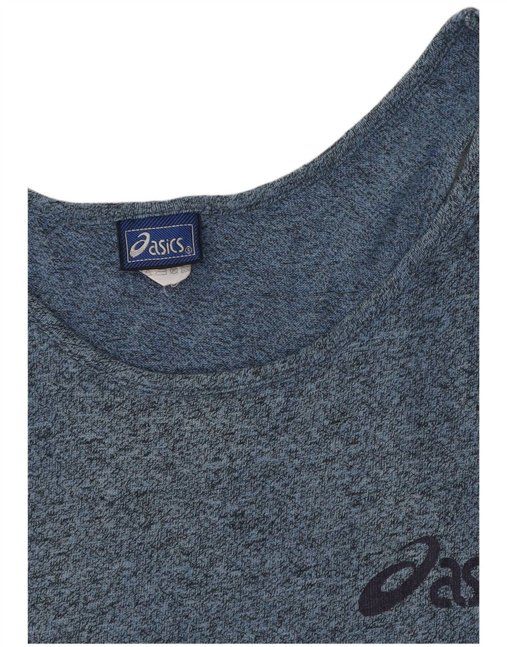 ASICS Top sin mangas gráfico para mujer UK 40 Algodón moteado azul grande