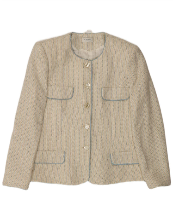Vintage mujer 5 botones Blazer chaqueta IT 48 XL de rayas blancas