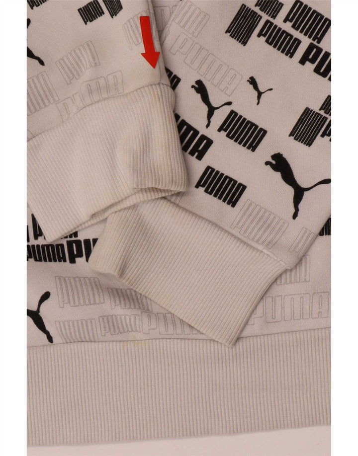 Puma Hombre Graphic Sudadera con Capucha Jersey Pequeño Algodón Blanco