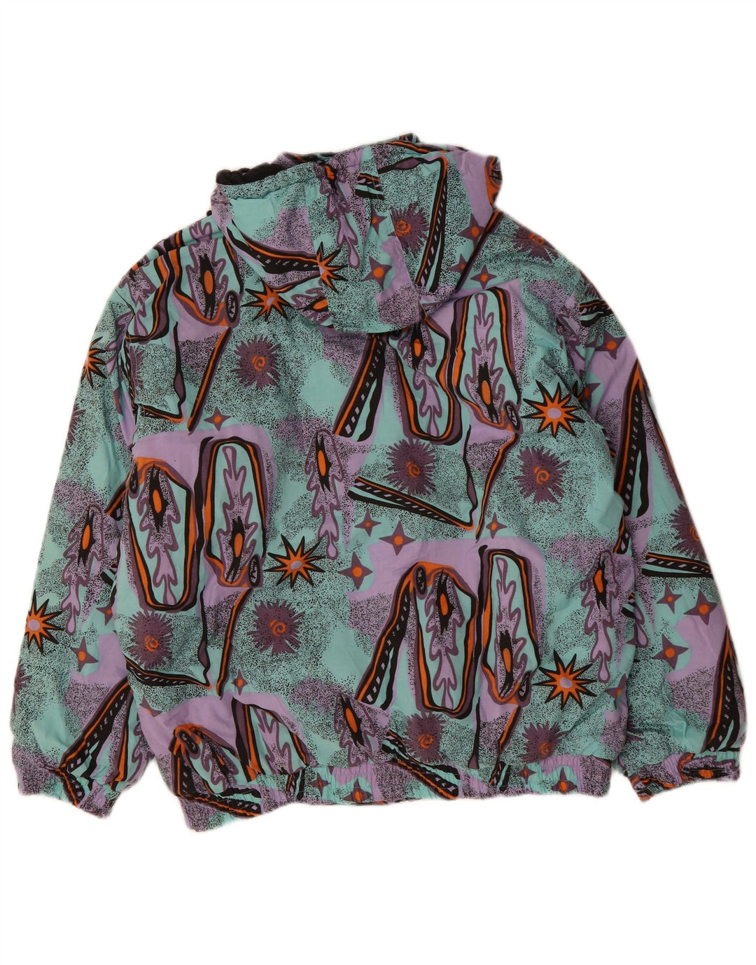 VINTAGE Hombres Patrón Abstracto Chaqueta cortavientos Reino Unido 38 Turquesa Mediana