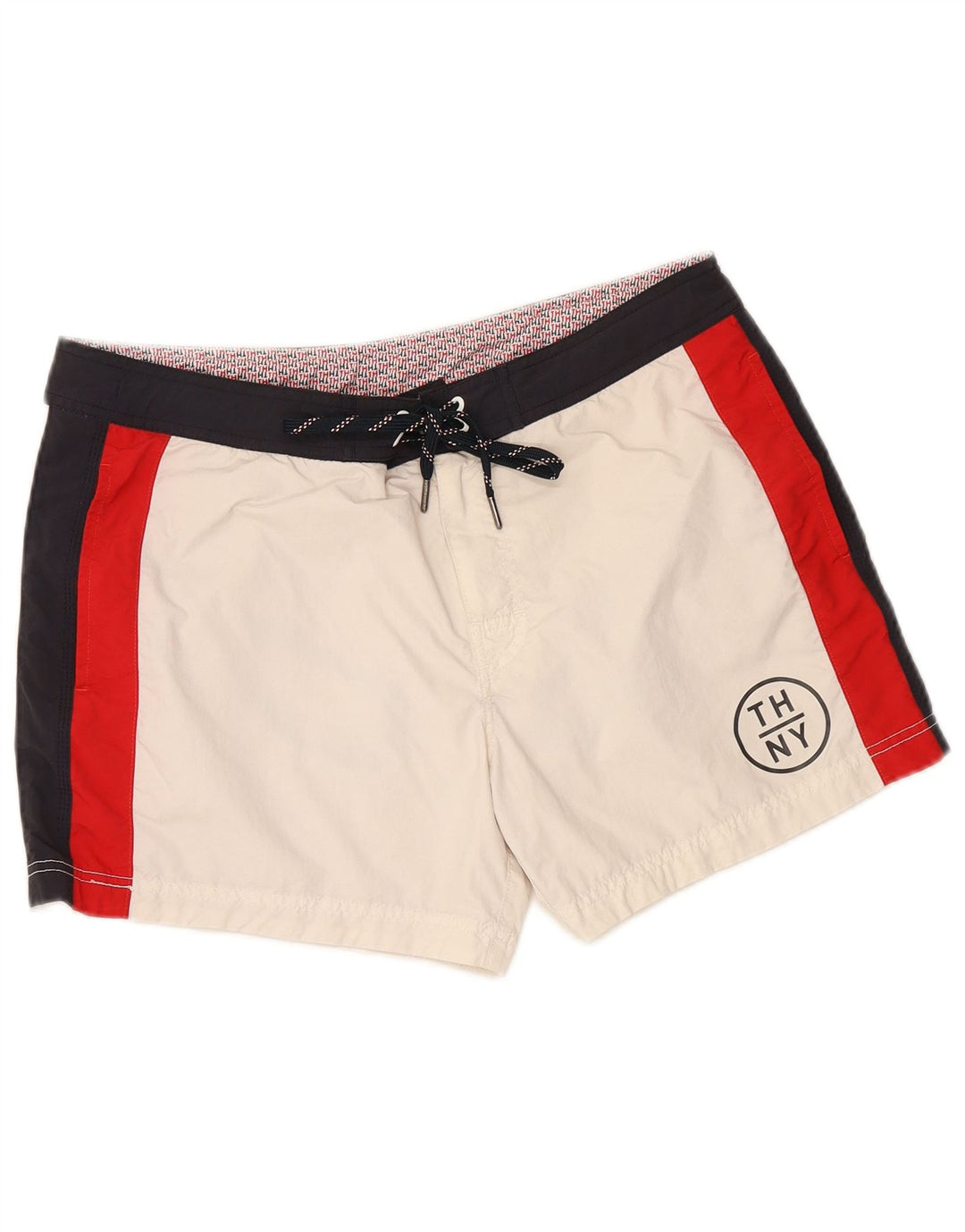 TOMMY HILFIGER Bañador con estampado gráfico para hombre, talla grande, color blanco roto