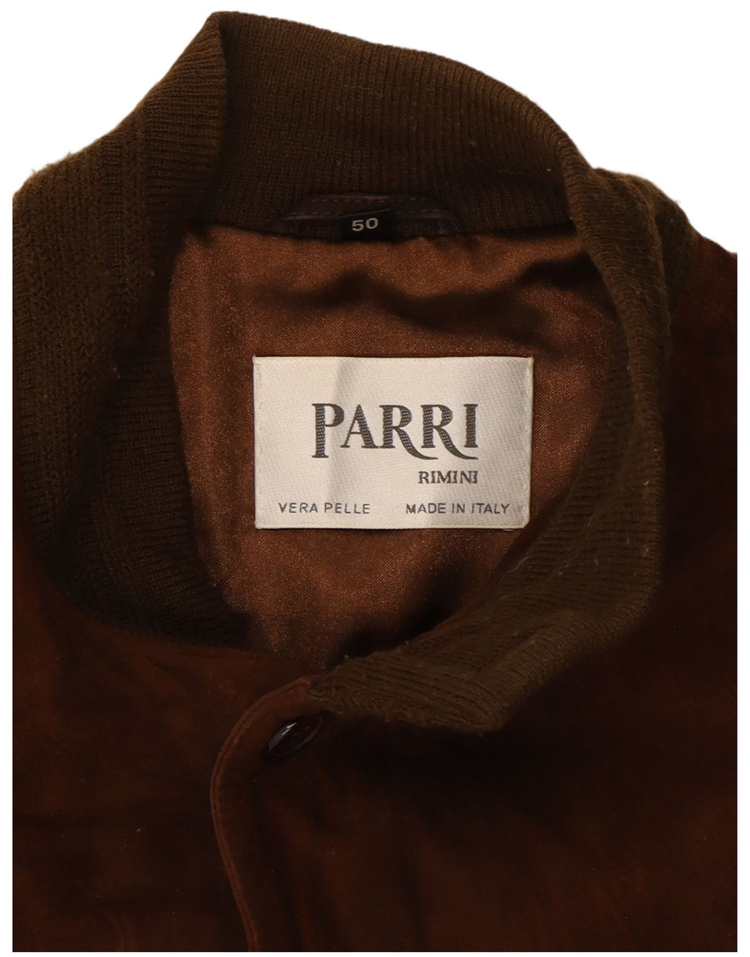 Rimini - Chaqueta bomber de ante para hombre IT 50 grande de cuero marrón