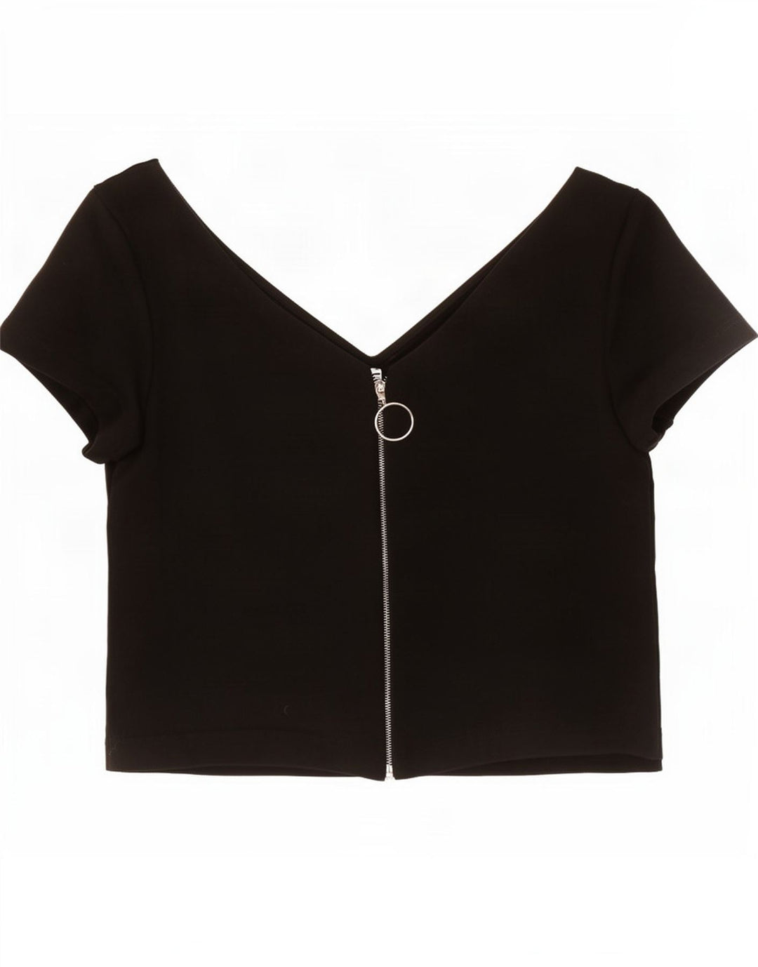 Zara Mujer Crop Top UK 44 Grande Poliéster Negro