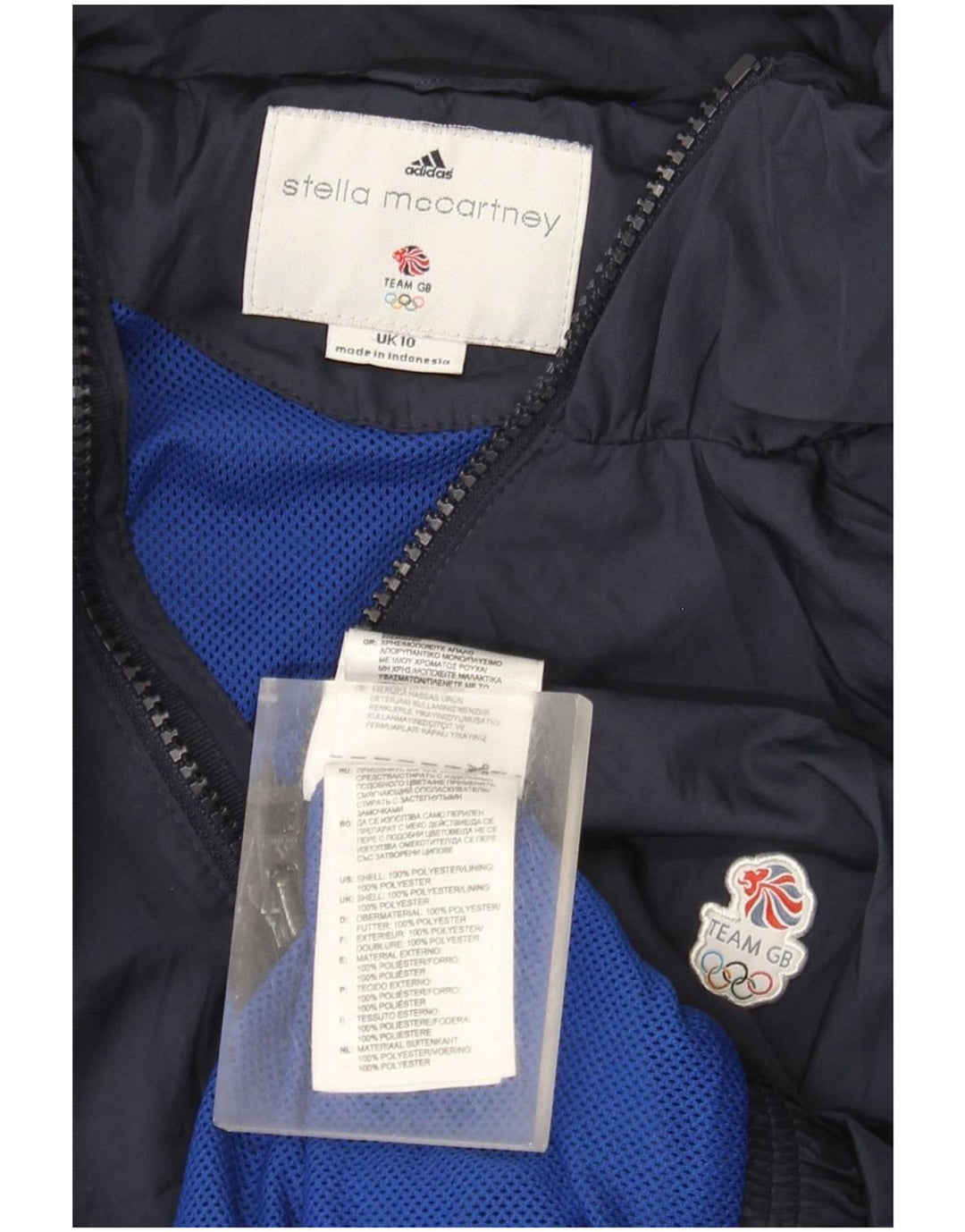 Adidas Stella McCartney - Chaqueta impermeable de gran tamaño para mujer, talla S, color azul marino