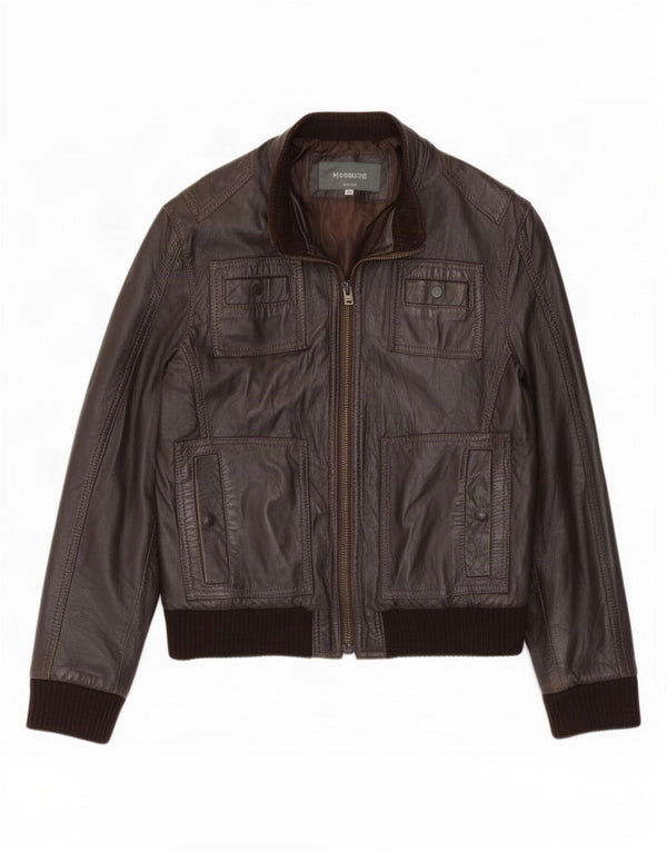 Chaqueta de cuero bomber vintage para hombre IT 48 Marrón medio