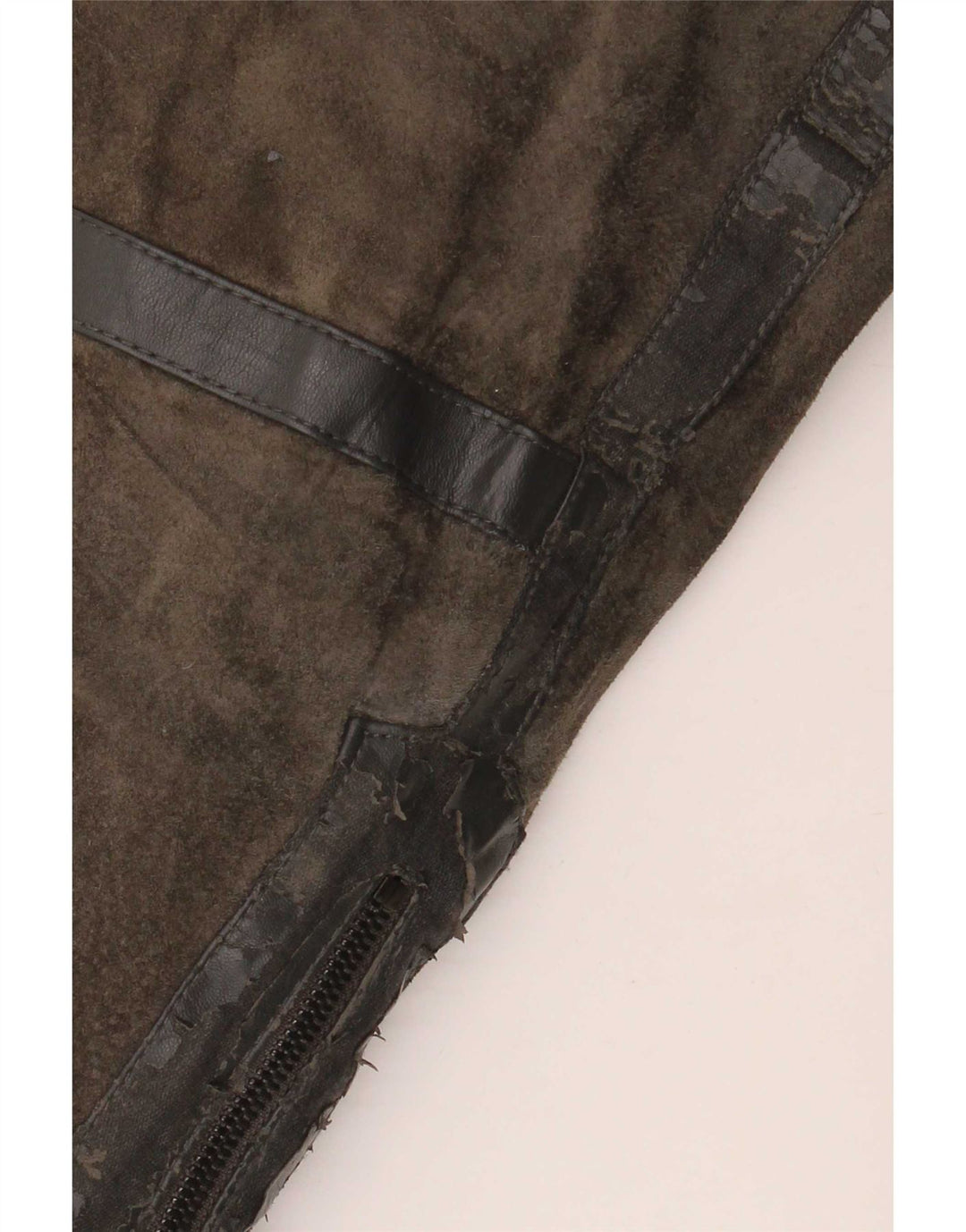 Zara - Chaqueta motera de ante para hombre, talla 40, color caqui