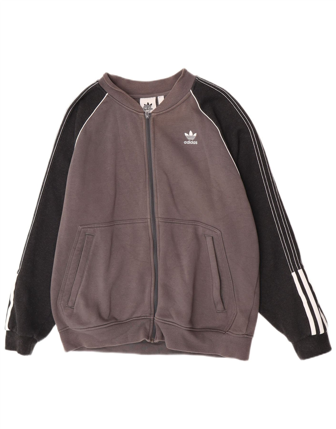 Adidas Hombre Chándal Top Chaqueta Grande Gris Colorblock Algodón