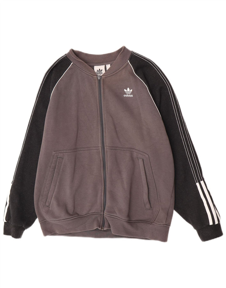 Adidas Hombre Chándal Top Chaqueta Grande Gris Colorblock Algodón