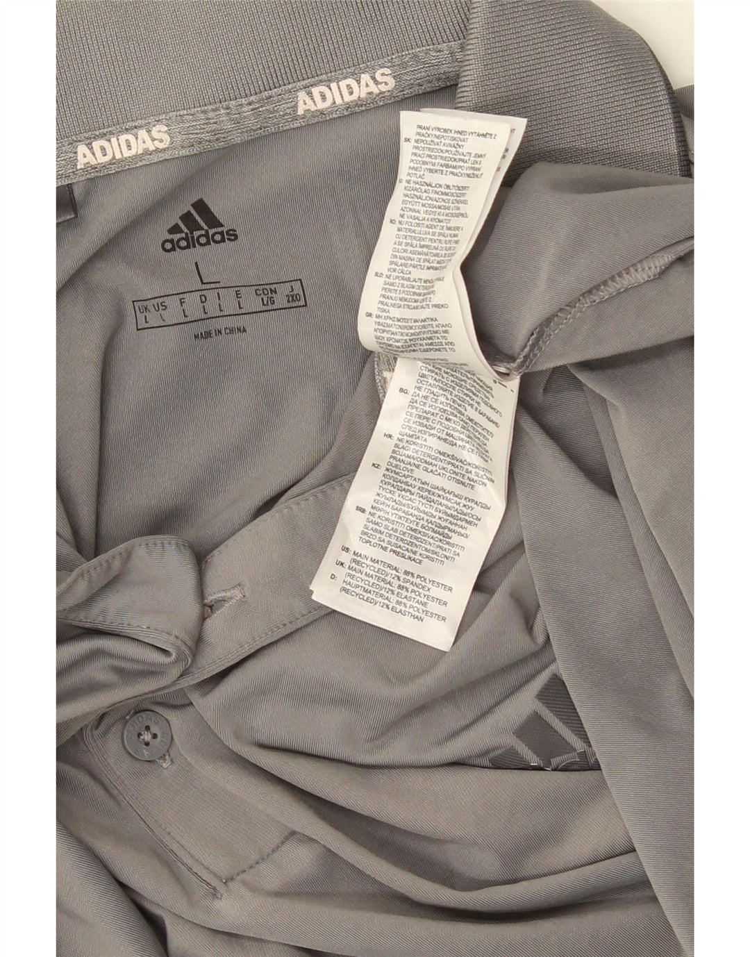 Polo ADIDAS Hombre Grande Gris Poliéster