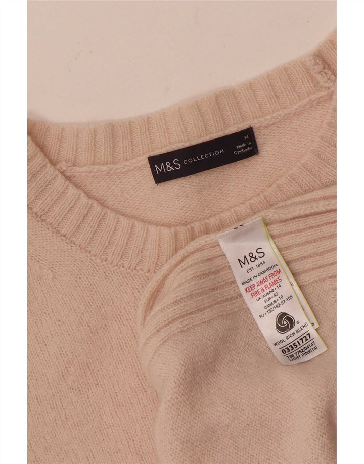 Marks & Spencer Jersey con Cuello Barco para Mujer UK 44 Lana Rosa Mediana