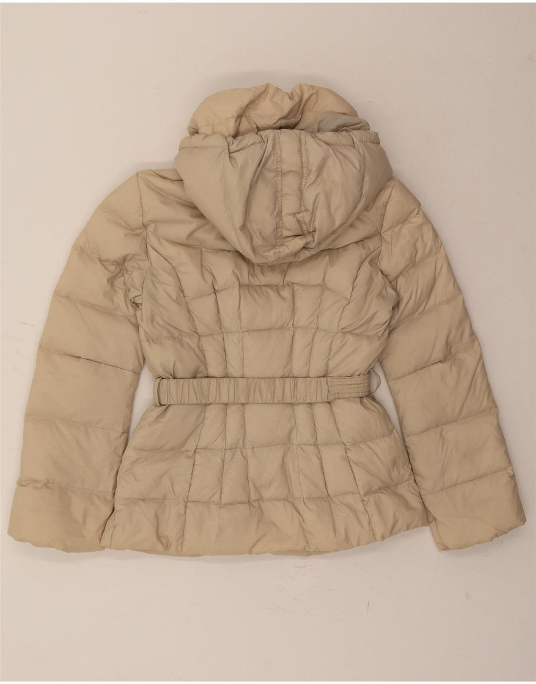BENETTON Womens Hooded Padded Jacket IT 44 Medium Beige Polyamide Vintage Benetton and Second-Hand Benetton from Messina Hembry 