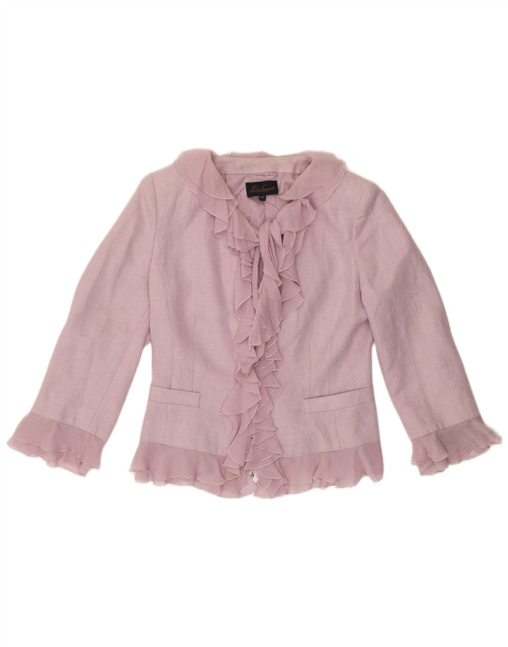 Luisa Spagnoli Chaqueta Bolero para Mujer IT 42 Lino Mediano Púrpura