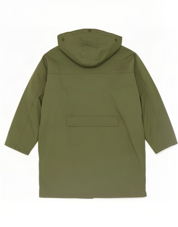 Vintage hombres con capucha suelta ajuste Parka chaqueta Reino Unido 38 verde medio