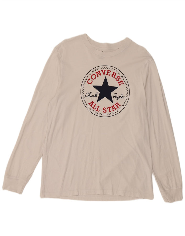 Converse Hombre Gráfico Top Manga Larga Medio Algodón Blanco