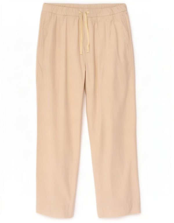 Zara Mujer Pantalones Cortos De Pierna Ancha Pequeño W26 L24 Algodón Beige