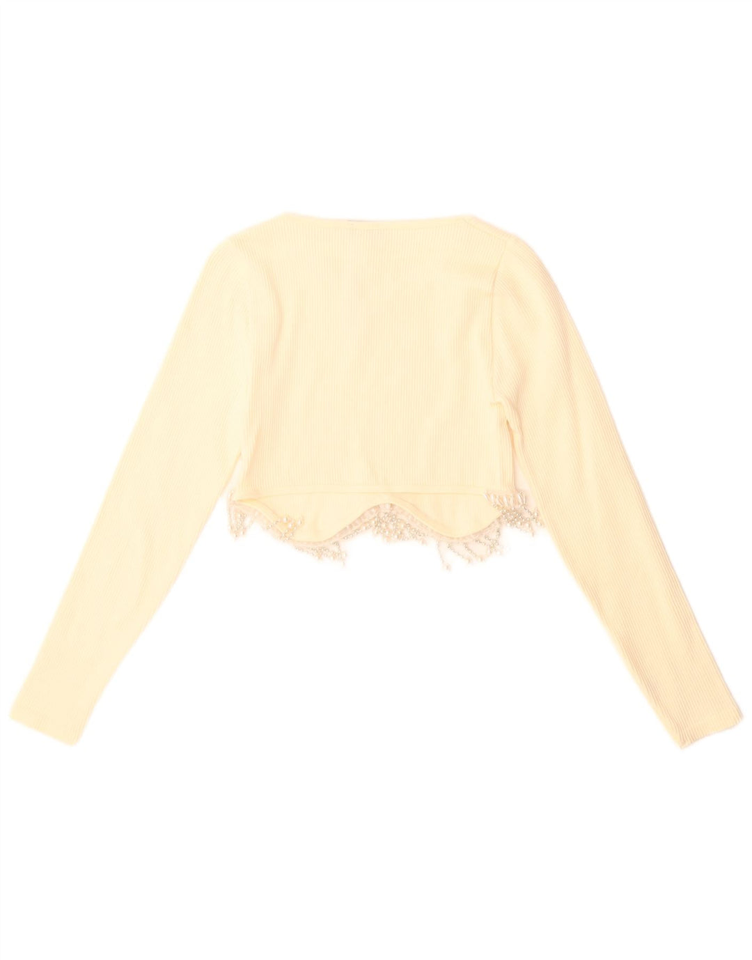 Zara Mujer Crop Top Manga Larga UK 4 XS Amarillo Poliamida