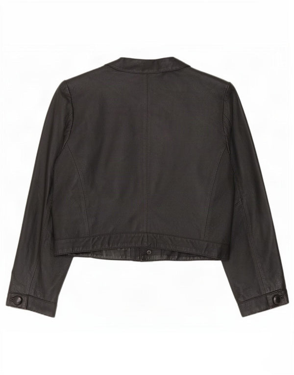 Vintage mujer de gran tamaño cuero Bolero chaqueta IT 40 pequeño negro