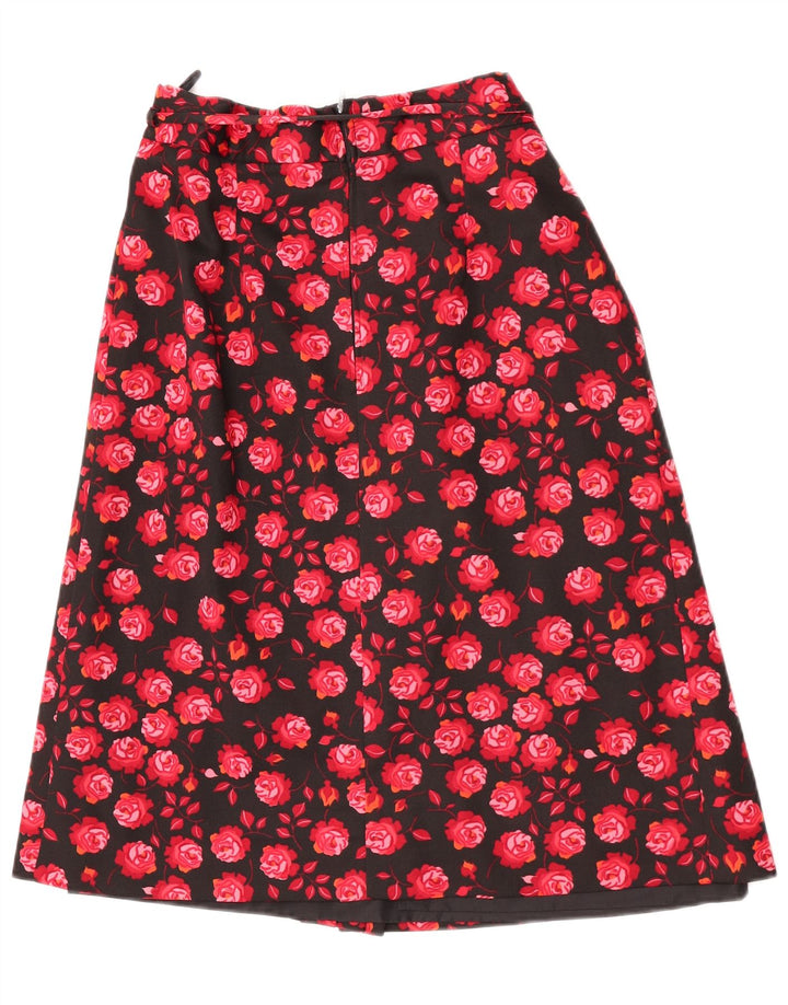 Vintage mujer A-Line falda W28 medio rojo floral