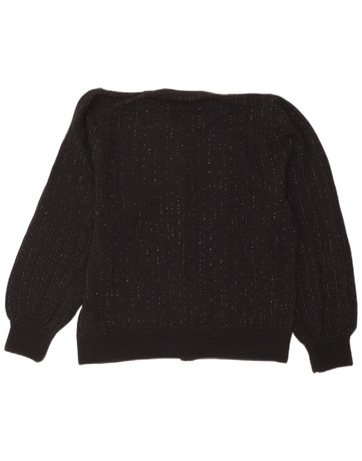 Vintage mujer Cardigan suéter IT 46 gran lana de rayas grises