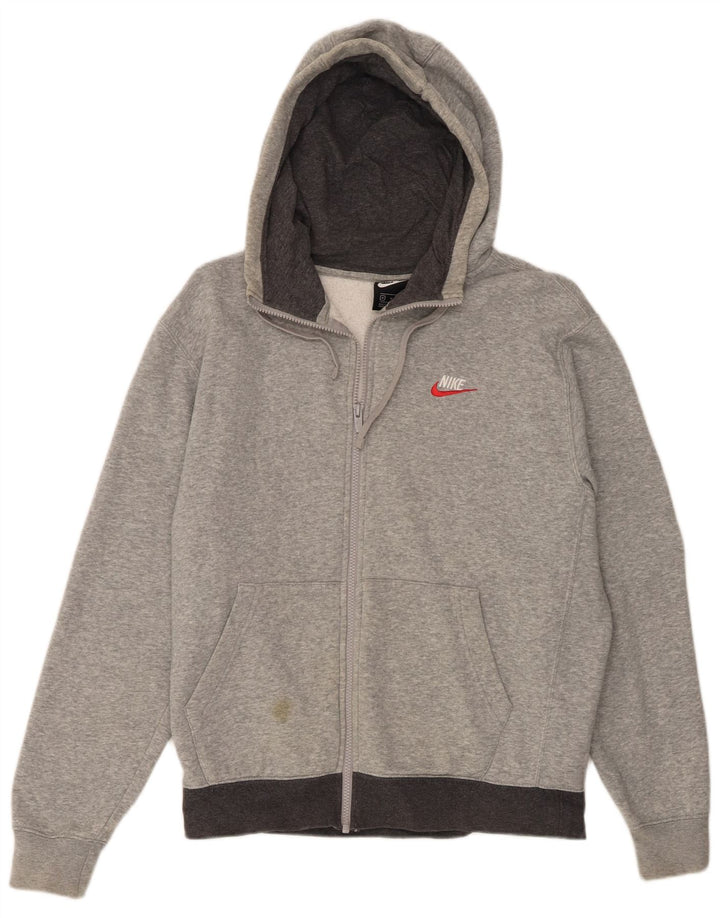 Nike - Sudadera con capucha y cremallera para hombre, algodón moteado en gris medio